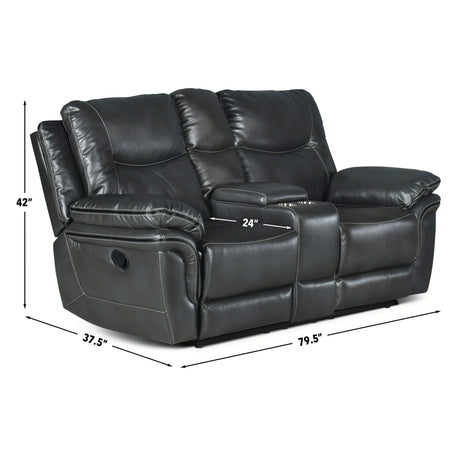 Isabella Gray Manual Reclining Console Loveseat from Steve Silver - Luna Furniture