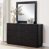 Henry 65″ 6-Drawer Reeded Dresser and Mirror, Espresso Finish from Steve Silver - Luna Furniture