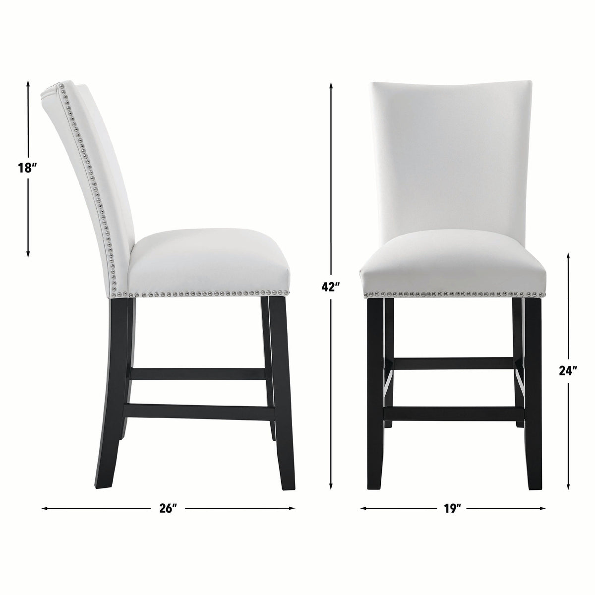 Artemis Gray Square Marble Top 9-Piece Counter Height Dining Set with White Vegan Leather Chairs