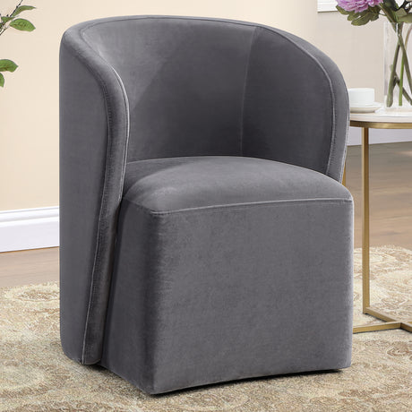Annie Gray Velvet Barrel Chair with Casters, Set of 2 from Steve Silver - Luna Furniture