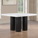 Artemis White Square Marble Top 9-Piece Counter Height Dining Set with White Vegan Leather Chairs