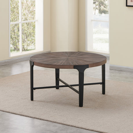Chevron Cinnamon 36-inch Round Cocktail Table from Steve Silver - Luna Furniture
