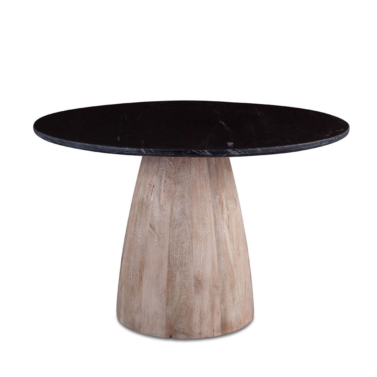 Palm Springs 48" Round Dining Table with Black Marble and Whitewash Modern Base from Home Trends & Design - Luna Furniture