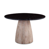 Palm Springs 48" Round Dining Table with Black Marble and Whitewash Modern Base from Home Trends & Design - Luna Furniture