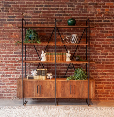 Verbania 75" Bookshelf in Pecan Brown Acacia Wood from Home Trends & Design - Luna Furniture