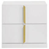 Ines White High Gloss 2-Drawer Nightstand from Coaster - Luna Furniture