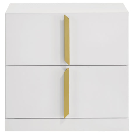 Ines White High Gloss 2-Drawer Nightstand from Coaster - Luna Furniture