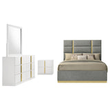Ines Gray and White High Gloss 4-Piece Queen Bedroom Set from Coaster - Luna Furniture