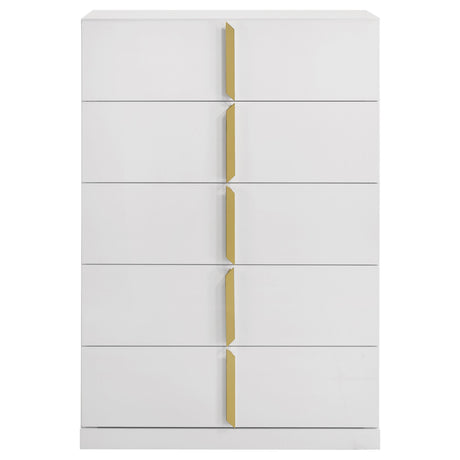 Ines Navy and White High Gloss 5-Piece Queen Bedroom Set from Coaster - Luna Furniture