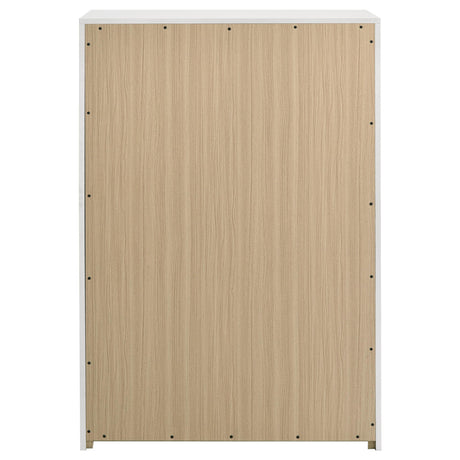 Ines White High Gloss 5-Drawer Bedroom Chest from Coaster - Luna Furniture