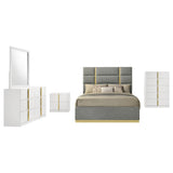 Ines Gray and White High Gloss 5-Piece Queen Bedroom Set from Coaster - Luna Furniture
