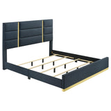 Ines Navy 52-inch Upholstered Queen Panel Bed from Coaster - Luna Furniture