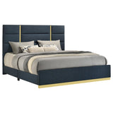 Ines Navy 52-inch Upholstered Queen Panel Bed from Coaster - Luna Furniture