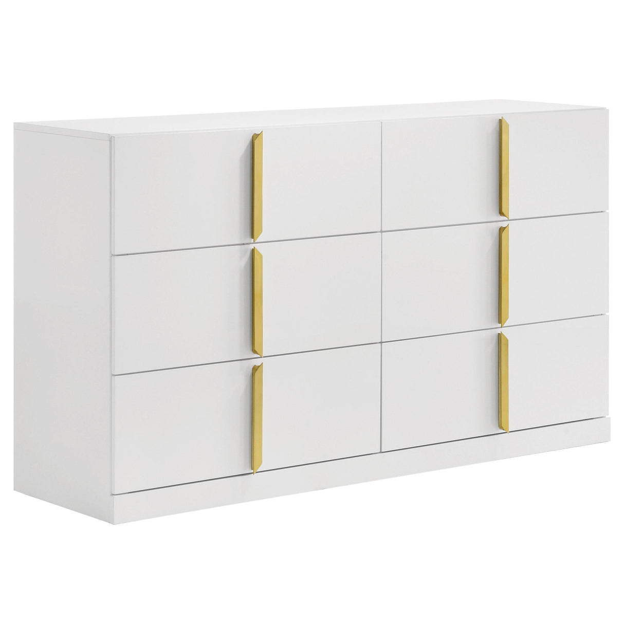 Ines White High Gloss 6-Drawer Bedroom Dresser Cabinet from Coaster - Luna Furniture