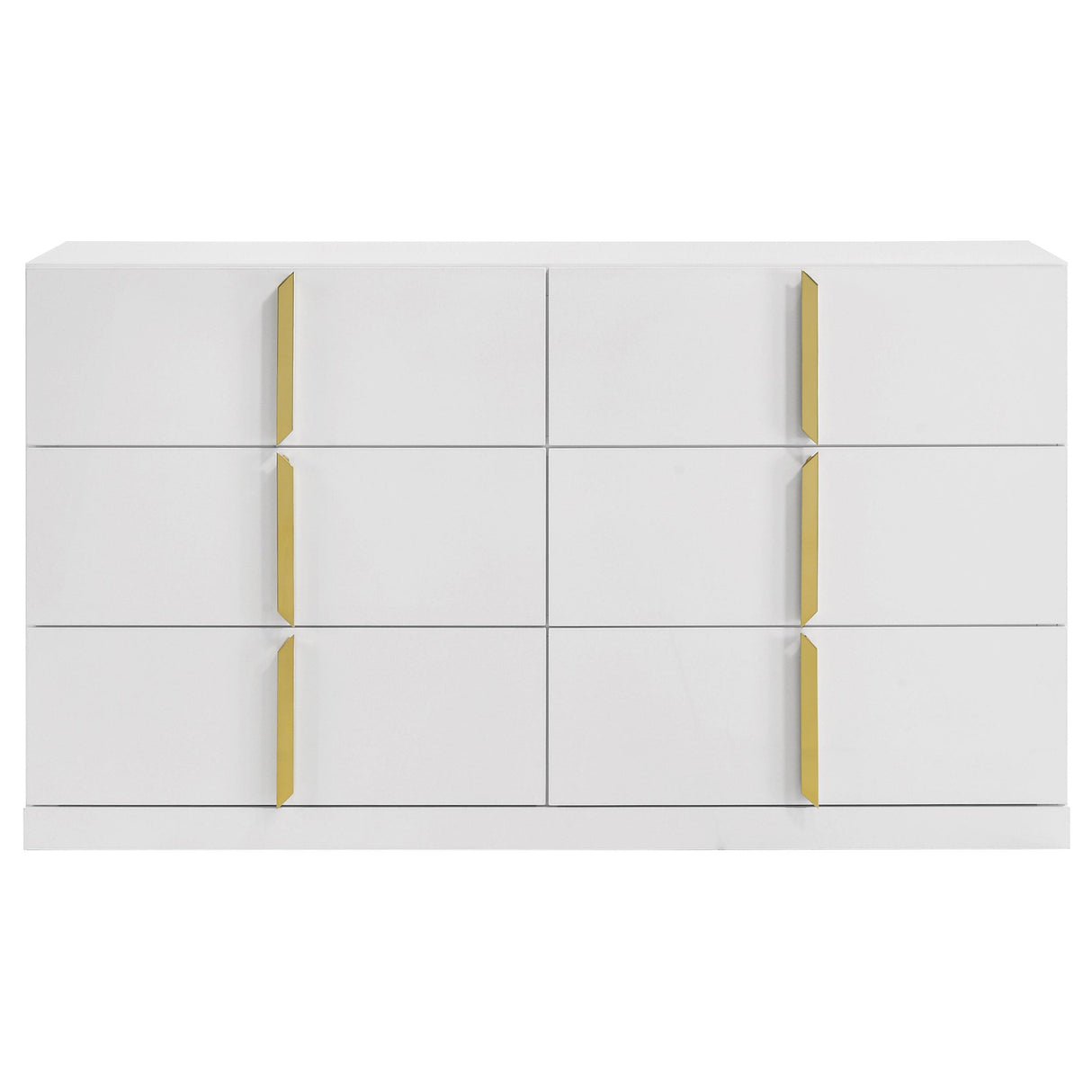 Ines White High Gloss 6-Drawer Bedroom Dresser Cabinet from Coaster - Luna Furniture