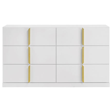 Ines White High Gloss 6-Drawer Bedroom Dresser Cabinet from Coaster - Luna Furniture