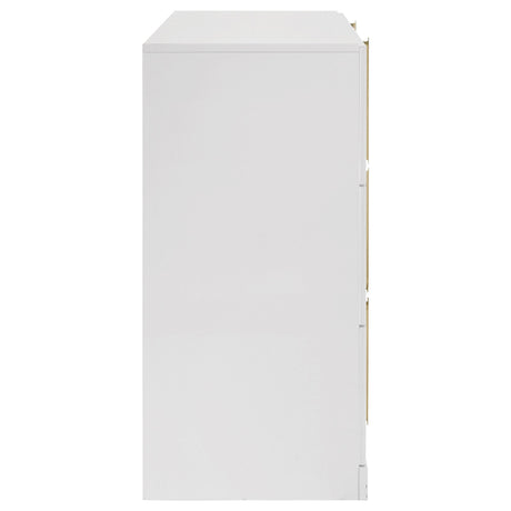 Ines White High Gloss 6-Drawer Bedroom Dresser Cabinet from Coaster - Luna Furniture