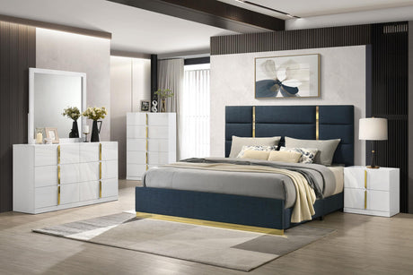 Ines White High Gloss 6-Drawer Bedroom Dresser with Mirror from Coaster - Luna Furniture