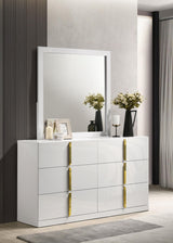 Ines Gray and White High Gloss 5-Piece Queen Bedroom Set from Coaster - Luna Furniture