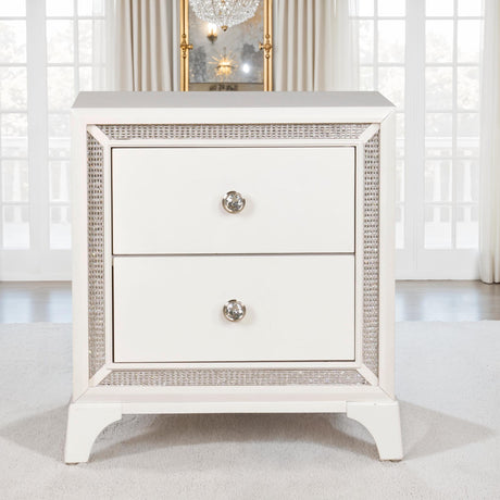 Cassie Illuminating Glam Nightstand, Shimmering Pearl Finish from Steve Silver - Luna Furniture