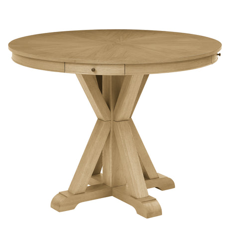 Rylie 48-inch Round Counter Dining Table with 4 Drawers, Natural Finish from Steve Silver - Luna Furniture
