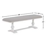 Warren White/Gray 60″ Upholstered Dining Bench from Steve Silver - Luna Furniture