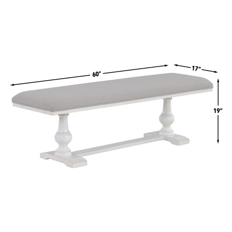 Warren White/Gray 60" Upholstered Dining Bench from Steve Silver - Luna Furniture