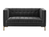Isaac Channel Stitched Gray Velvet Loveseat from Steve Silver - Luna Furniture
