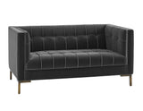 Isaac Channel Stitched Gray Velvet Loveseat from Steve Silver - Luna Furniture