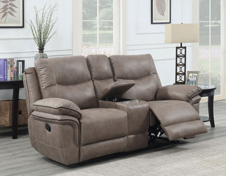 Isabella Sand Manual Reclining Console Loveseat from Steve Silver - Luna Furniture