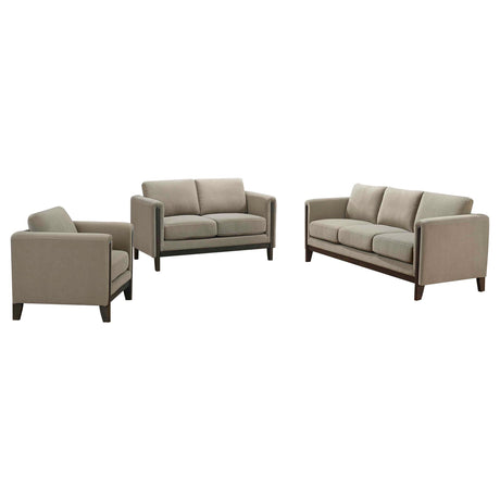 Islington Taupe 3-Piece Upholstered Panel Arm Living Room Set from Coaster - Luna Furniture