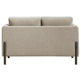 Islington Taupe Fabric Upholstered Panel Arm Loveseat from Coaster - Luna Furniture