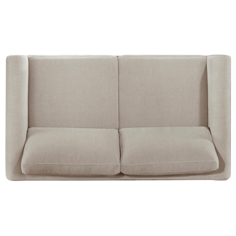 Islington Taupe Fabric Upholstered Panel Arm Loveseat from Coaster - Luna Furniture