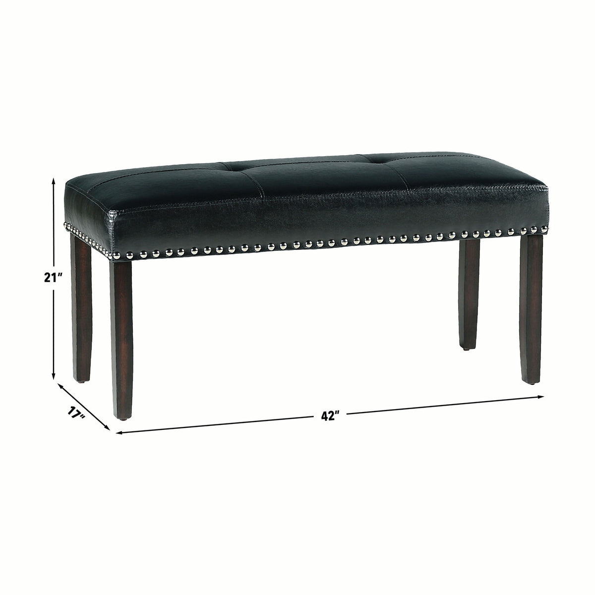 Westby Black Faux Leather Dining Bench with Nailhead from Steve Silver - Luna Furniture