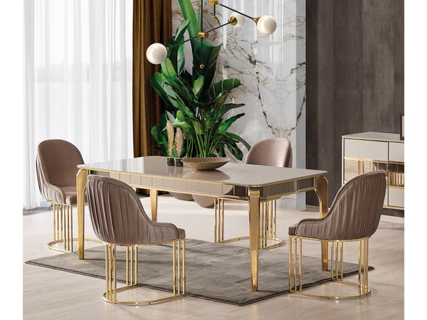 Istanbul Brown/Gold Dining Room Table