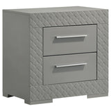 Ives Gray High Gloss 2-Drawer Nightstand from Coaster - Luna Furniture