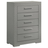 Ives Gray High Gloss 5-Drawer Bedroom Chest from Coaster - Luna Furniture
