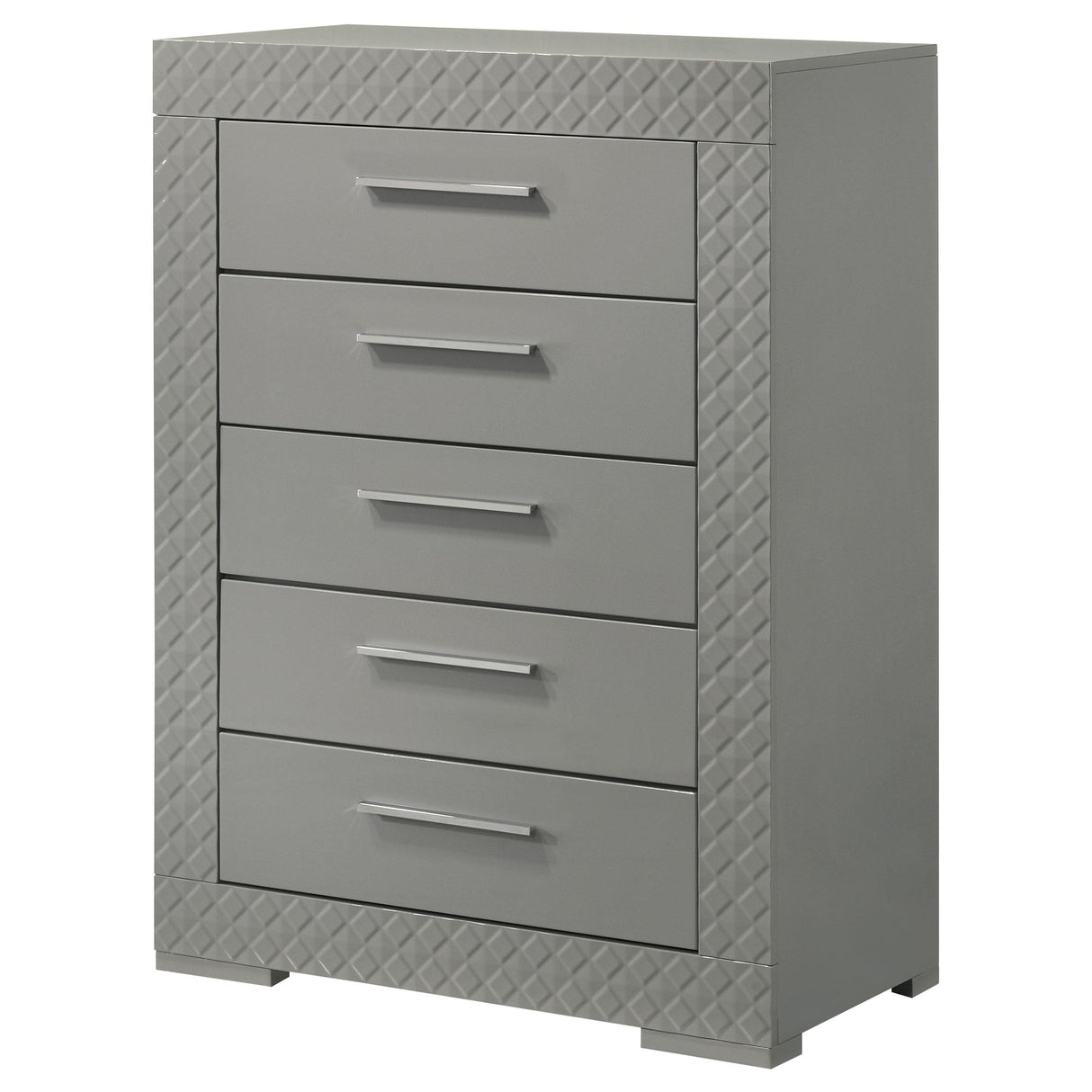 Ives Gray High Gloss 5-Drawer Bedroom Chest from Coaster - Luna Furniture