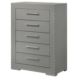 Ives Gray High Gloss 5-Drawer Bedroom Chest from Coaster - Luna Furniture