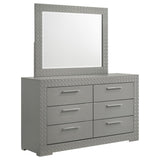 Ives Gray High Gloss 6-Drawer Dresser and Mirror from Coaster - Luna Furniture