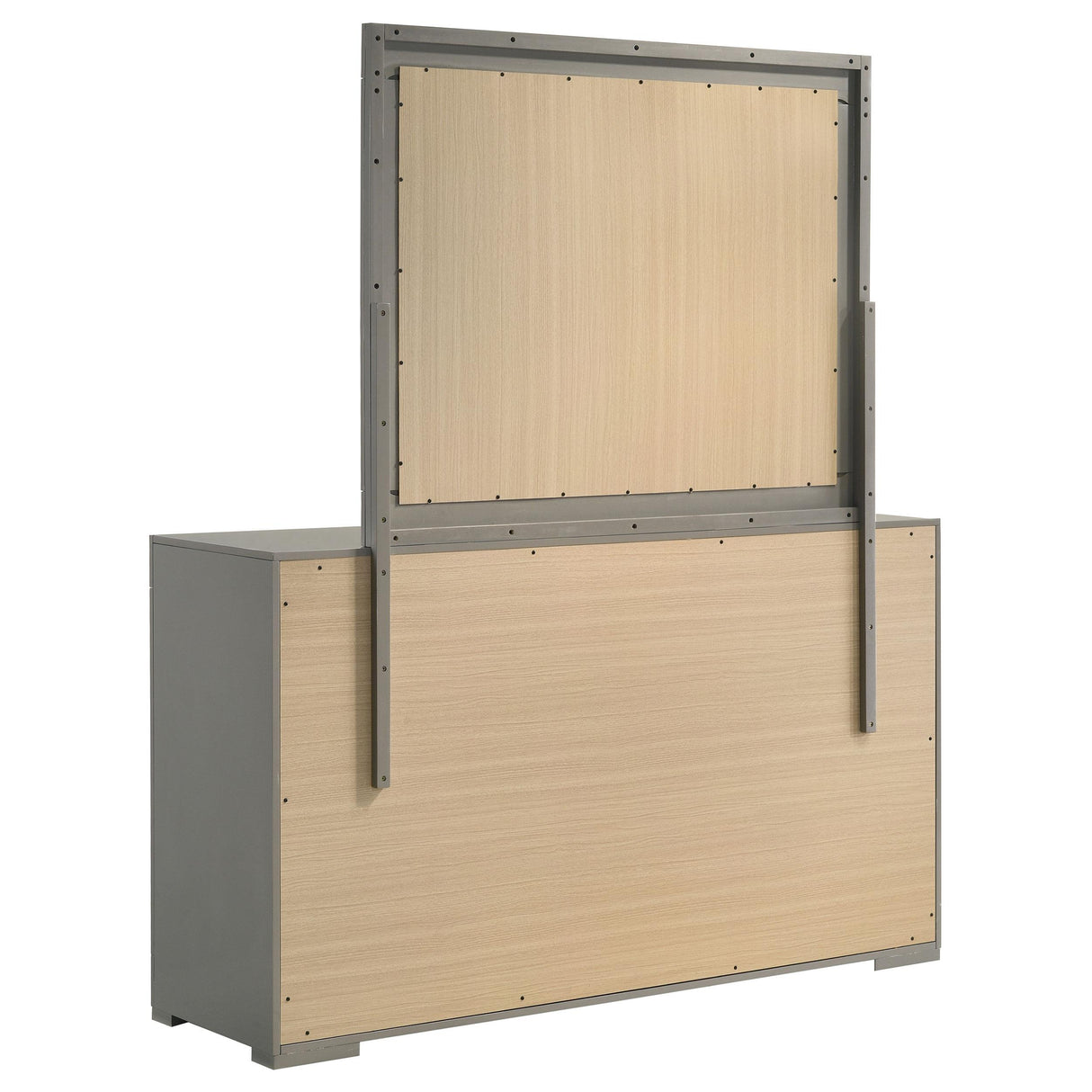 Ives Gray High Gloss 6-Drawer Dresser and Mirror from Coaster - Luna Furniture