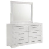 Ives White High Gloss 6-Drawer Dresser and Mirror from Coaster - Luna Furniture
