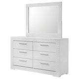 Ives White High Gloss 6-Drawer Dresser and Mirror from Coaster - Luna Furniture