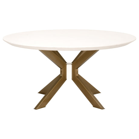 Industry 60" Round Dining Table in Ivory Concrete, Brass from Essentials For Living - Luna Furniture