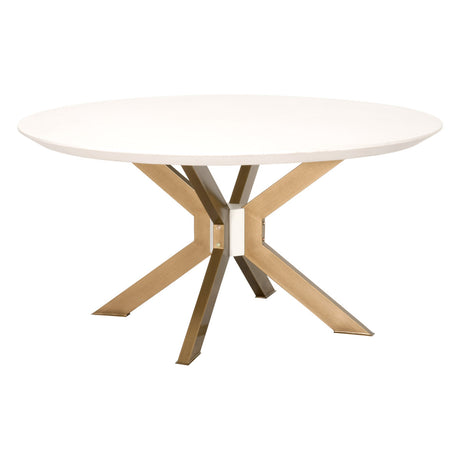 Industry 60" Round Dining Table in Ivory Concrete, Brass from Essentials For Living - Luna Furniture