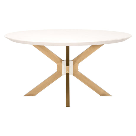 Industry 60" Round Dining Table in Ivory Concrete, Brass from Essentials For Living - Luna Furniture