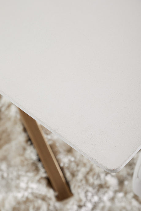 Industry Rectangle Dining Table in Ivory Concrete, Brass from Essentials For Living - Luna Furniture