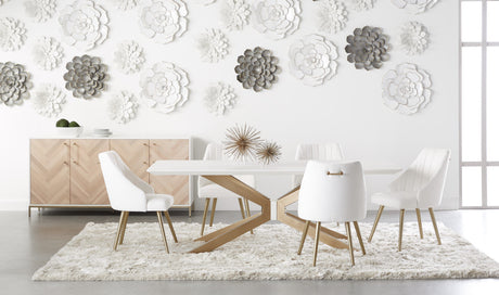 Industry Rectangle Dining Table in Ivory Concrete, Brass from Essentials For Living - Luna Furniture