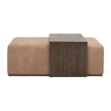 Dovetail Upholstered Coffee Table in Ivanhoe Toast, Burnished Brown Acacia from Essentials For Living - Luna Furniture