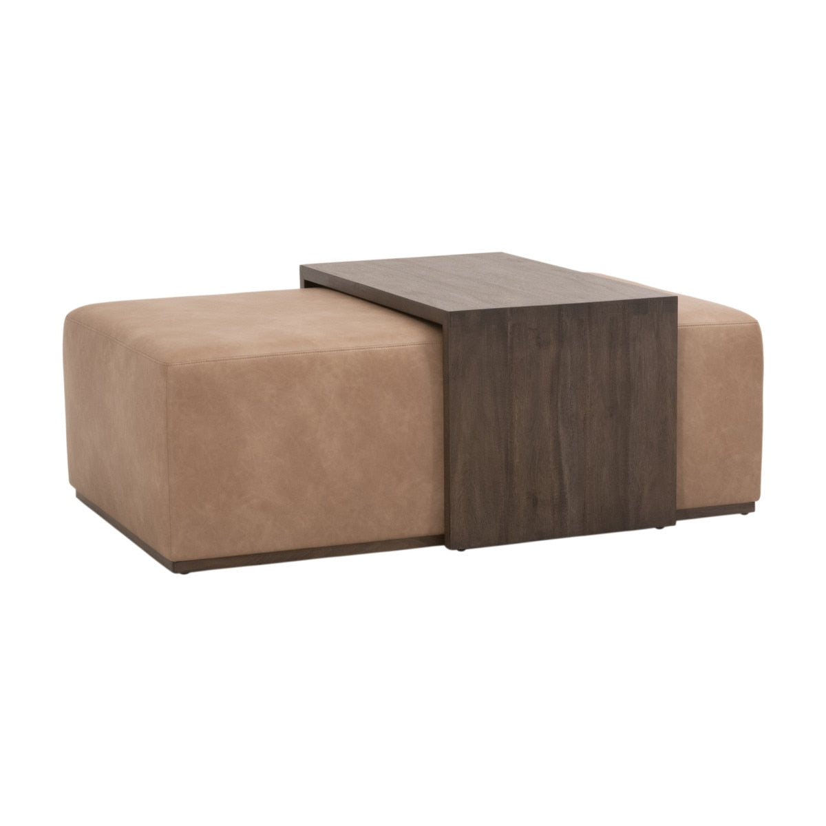 Dovetail Upholstered Coffee Table in Ivanhoe Toast, Burnished Brown Acacia from Essentials For Living - Luna Furniture